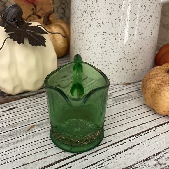Vintage Green Glass Miniature Creamer Pitcher - Picture 3 of 5